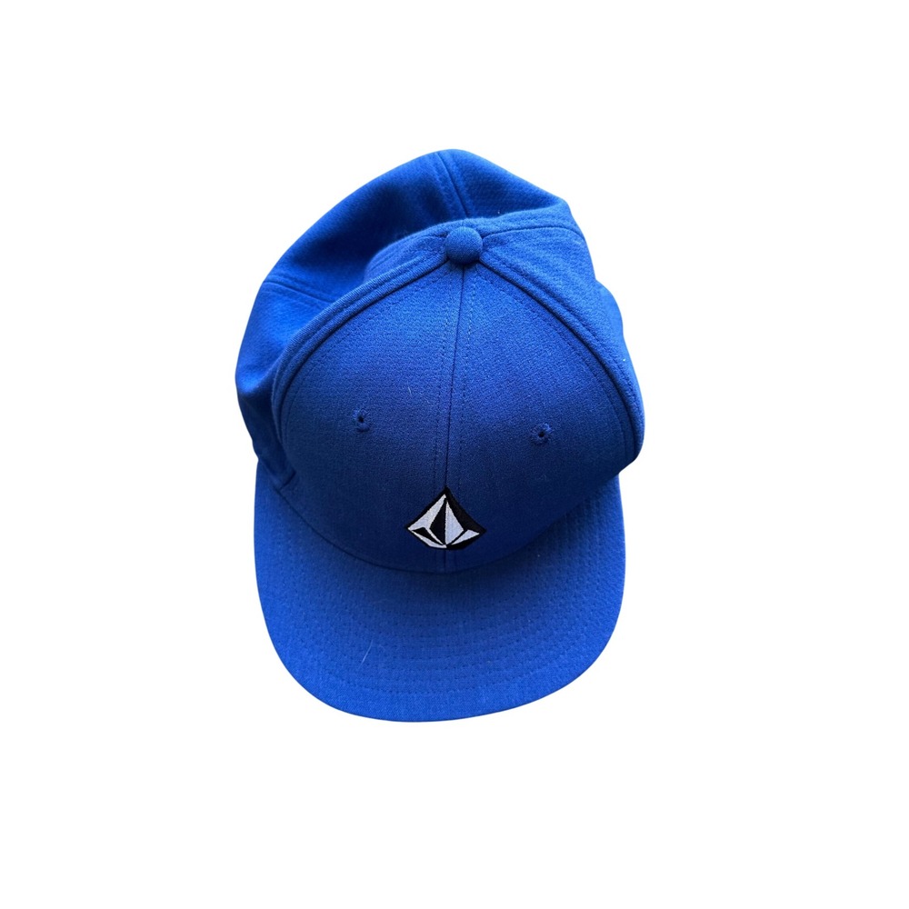 Volcom Stone Mens Blue Flat Brim Baseball Hat L XL Logo Skate Surf Cap D5502307
